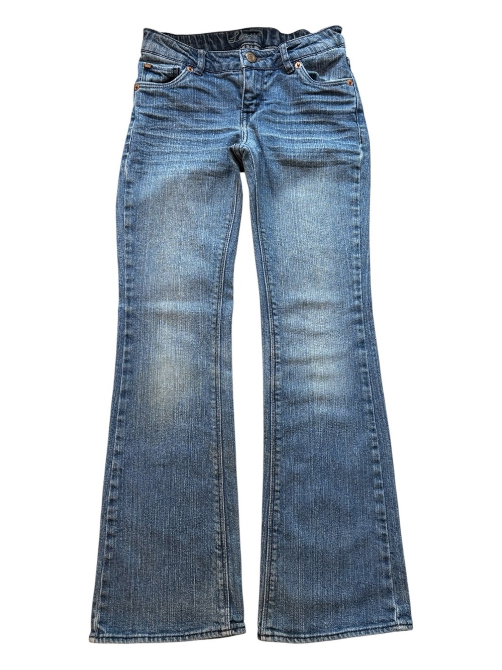 Levi’s Girls Size 8 Flare Jeans Embroidered Pockets Adjustable Waist Y2K Western